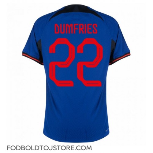 Holland Denzel Dumfries #22 Udebanetrøje VM 2022 Kortærmet